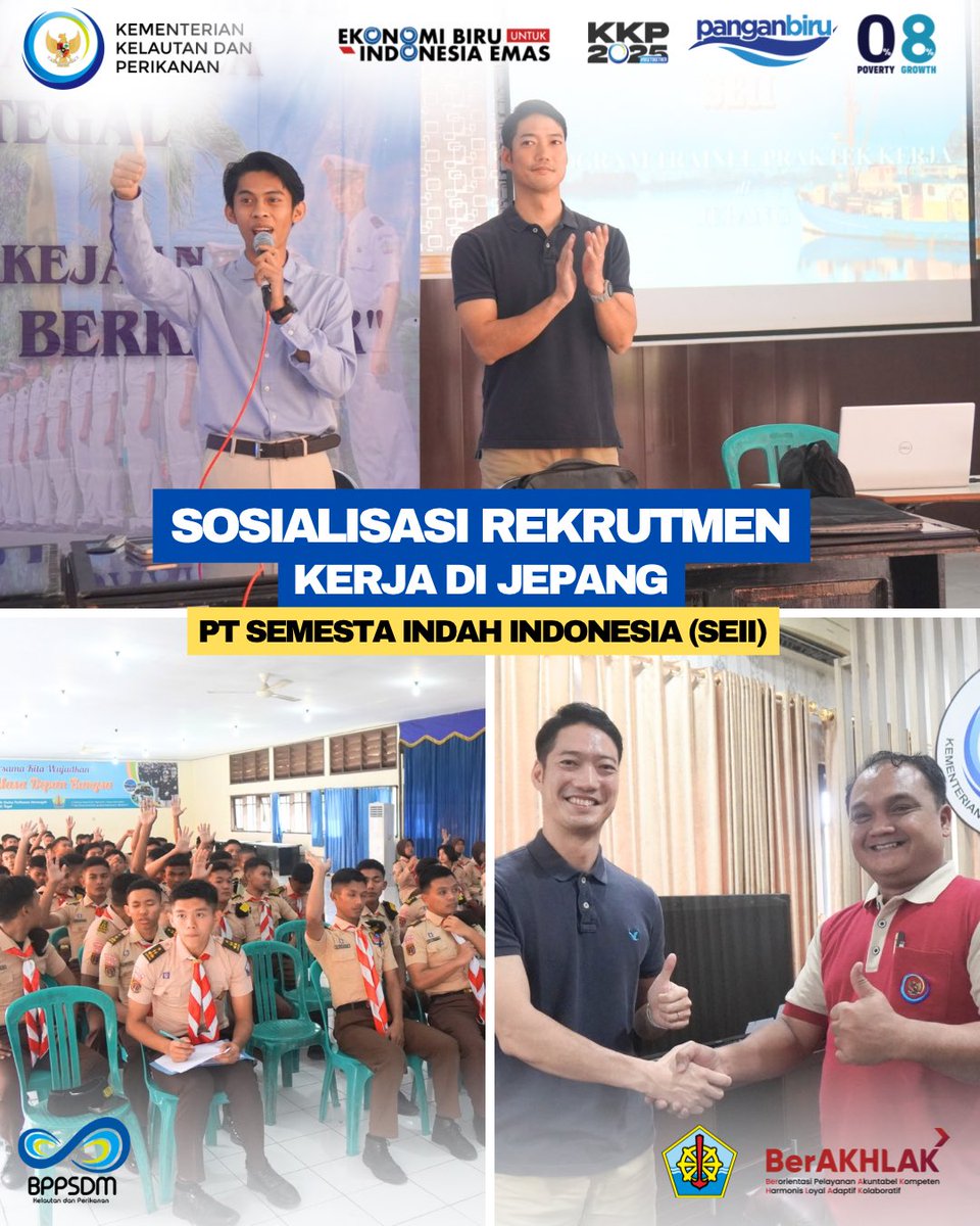bppsdmsupmtegal's tweet photo. #sobatbahari Hari ini tanggal 24 Januari 2025 bertempat di Ruang Serbaguna SUPM Kota Tegal, telah dilaksanakan Sosialisi seleksi kerja di Jepang dari pihak PT. SEII terhadap siswa-siswi kelas XII SUPM Tegal.
#MenujuOII #OceanInstitueOfIndonesia #PenyuluhanKP #PendidikanKP https://t.co/SmKYLN3Umb