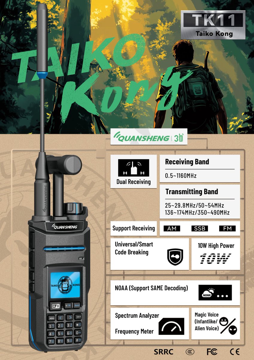 QuanshengRadios's tweet photo. For everyone of our UV-K5, UV-K6, UV-K58 users, and for those who are asking us for UV-KN, we officially announce the countdown of our new boy Taiko Kong TK11, you can`t miss it. https://t.co/ks7Oj22MVB