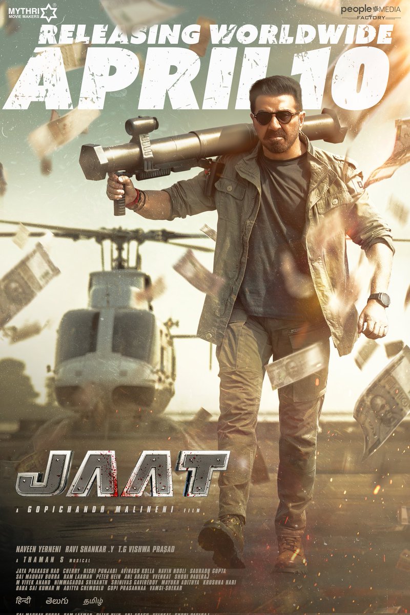 Gopichandh Malineni (@megopichand) on Twitter photo HE IS COMING! 🔥🔥🔥
Everyone's favorite Action superstar <a href="/iamsunnydeol/">Sunny Deol</a> is set to dominate the big screen with his UNMATCHED AURA this summer. 🤘💥💥
#JAAT GRAND RELEASE WORLDWIDE
ON APRIL 10th in Hindi, Telugu, and Tamil.
MASS FEAST GUARANTEED 👊
Produced by <a href="/MythriOfficial/">Mythri Movie Makers</a> HE IS COMING! 🔥🔥🔥
Everyone's favorite Action superstar <a href="/iamsunnydeol/">Sunny Deol</a> is set to dominate the big screen with his UNMATCHED AURA this summer. 🤘💥💥
#JAAT GRAND RELEASE WORLDWIDE
ON APRIL 10th in Hindi, Telugu, and Tamil.
MASS FEAST GUARANTEED 👊
Produced by <a href="/MythriOfficial/">Mythri Movie Makers</a>