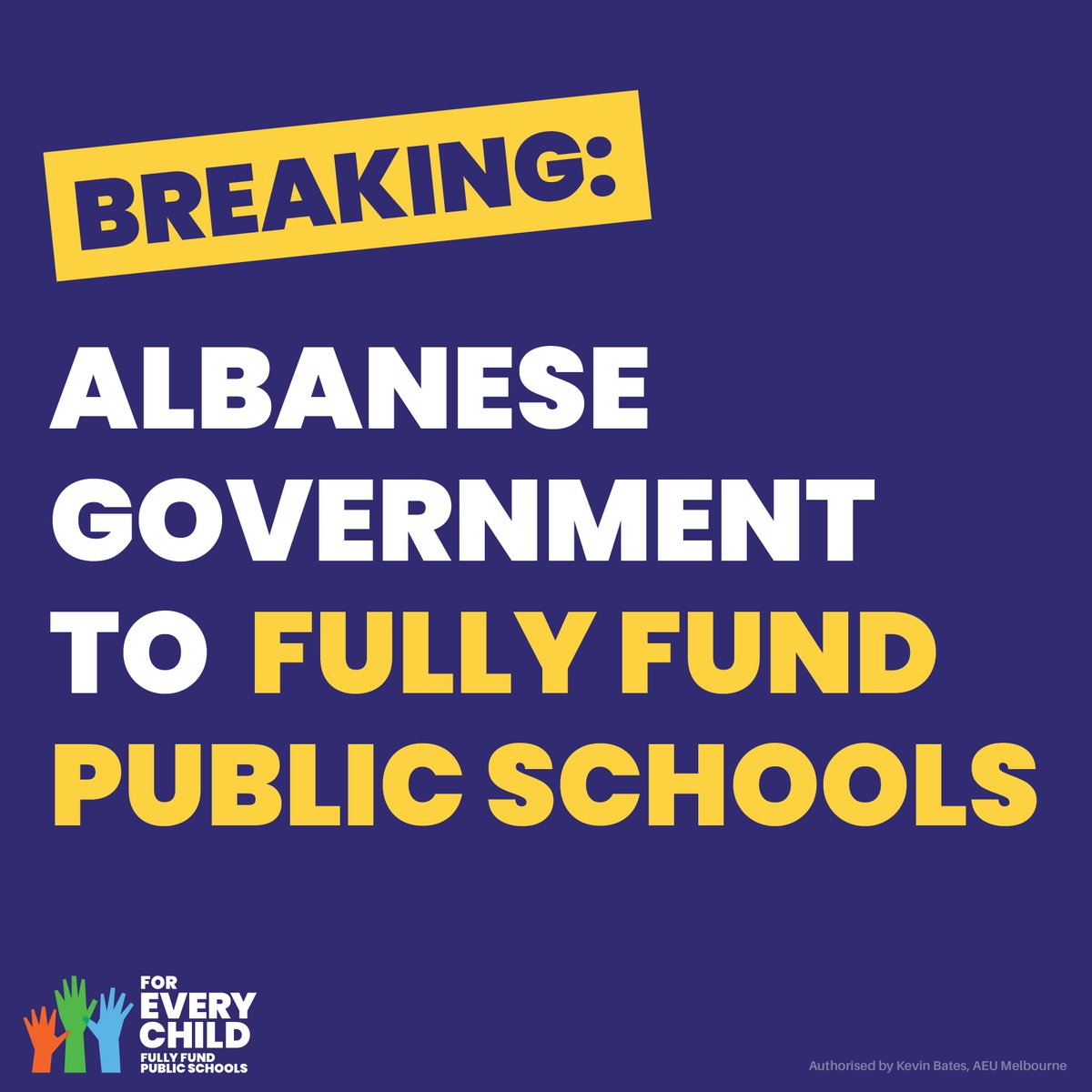 PublicSchoolsAU's tweet photo. Today is a momentous day for public school funding.

The Albanese Government has signed deals with both the South Australian and Victorian Governments lifting the Commonwealth's investment to a full 25% of the Schooling Resource Standard by 2034, with states expected to get rid of the 4% accounting trick brought in by the Morrison Government in 2018.

This announcement provides all state governments the opportunity to ensure that public schools are genuinely on the pathway to 100% SRS funding. We urge all state governments to finish negotiations and finally deliver full funding for their public school communities! #auspol