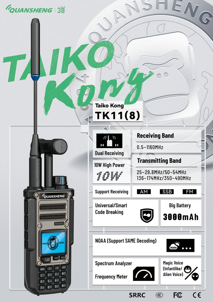 QuanshengRadios's tweet photo. For everyone who likes UV-K6, UV-K58 metal shell, this Taiko Kong 2.0 TK11(8) is for you, metal shell with 3000mAh big battery. https://t.co/ZlNILWoxGZ