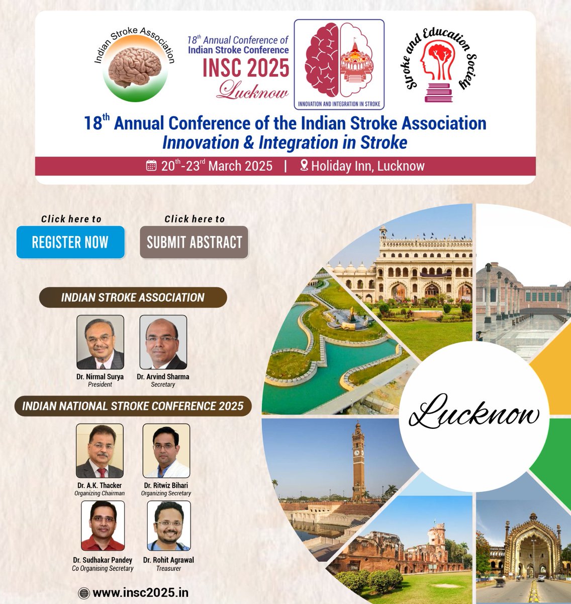 *Lucknow calling!* 🌆 

Get ready for insightful sessions, inspiring speakers, and an unforgettable experience. Join us at INSC 2025.

#neuroupdate #brainhealth #neuro #helathylifestyle #luckhnow #indianstrokeassociation
