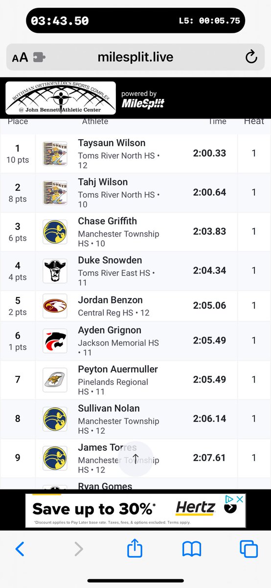 Congrats to Chase Griffith for his Breakthrough performance at the Ocean County Championships in the 800m !!! <a href="/MTHS_Sports/">Manchester Twp. H.S. Sports Updates</a> <a href="/MTHSboosterclub/">Manchester Township High School Booster  Club</a> <a href="/MTSD_DPedroza/">Diane Pedroza</a> <a href="/cjrash88/">Coach Rash</a>