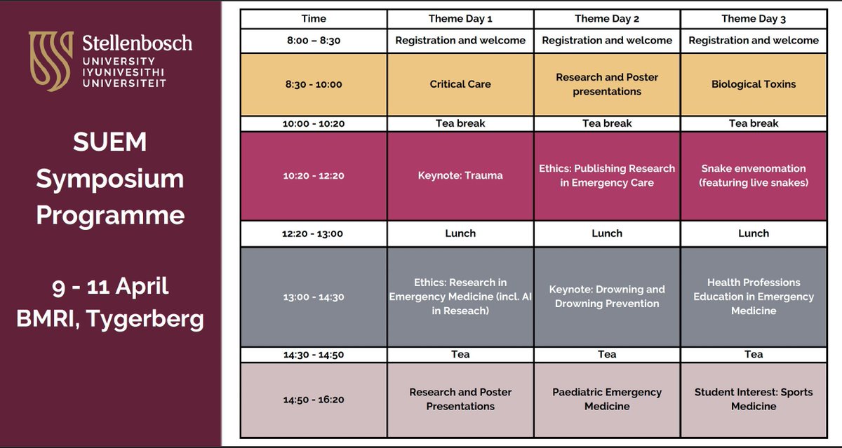 Register for the #SUEM25 symposium and take advantage of the early bird special, featuring abstract, poster presentations, trauma, ethics sessions and much more!

Deadline for early bird is 31 January and deadline for abstracts is 14 February

Register at:
buff.ly/4axU6iI
