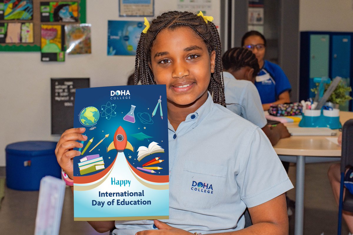 DohaCollege's tweet photo. Happy International Day of Education!

Today, we celebrate the vital role that learning plays in creating outstanding futures.

A heartfelt thank you to our incredible staff, parents, and pupils, who make Doha College exceptional.

#DohaCollege #InternationalDayOfEducation https://t.co/jUa0Am40ZL