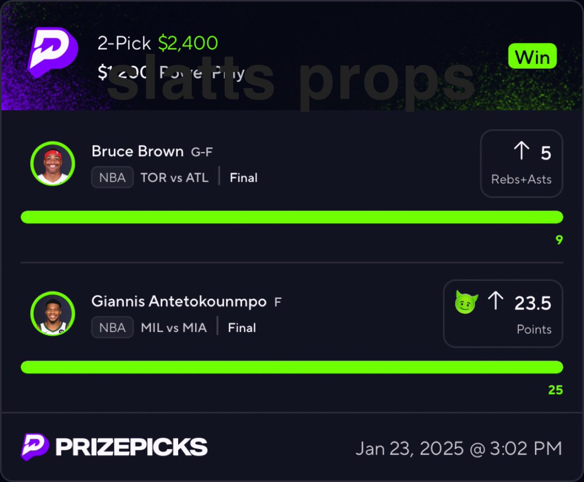 slattsprops's tweet photo. BANGG 💥💰✅✅

CASHH the discord exclusive slip 🔐☢️

Comment or dm for invite 🤝

#PrizePicks #NBA #GamblingX https://t.co/Li2lAfVP0s