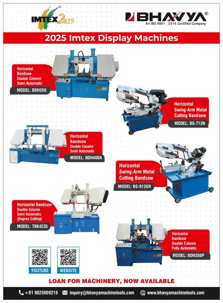 machinery_tools's tweet image. Join Bhavya Machine Tools at IMTEX 2025 from 23rd to 29th Jan at BIEC, Bengaluru! Visit us at Hall 1A, Stall B110 to explore our latest machinery and precision tools.

See you there  visit us at - bhavyamachinetools.com

#bhavyamachinetools #exhibition #Exhibition2025