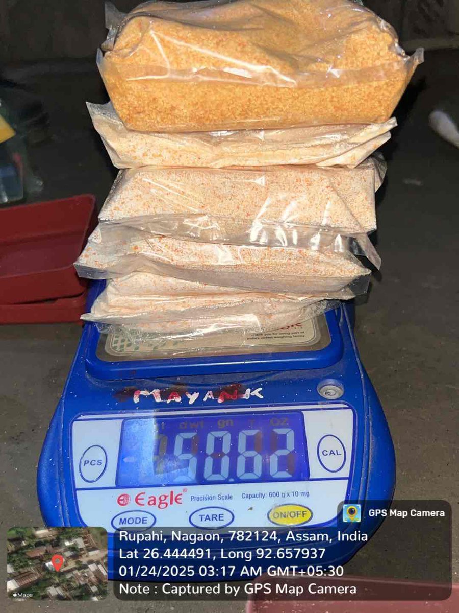 nagaonpolice's tweet photo. A team lead by DSP Sandipan Garg along with Juria OC, under juria PS conducted an anti-narcotics operation and recovered 05 nos of soap cases containers containing suspected heroine with a net weight of 50.62 gms.The accused has been arrested, and further legal action is underway https://t.co/g7toumYimd