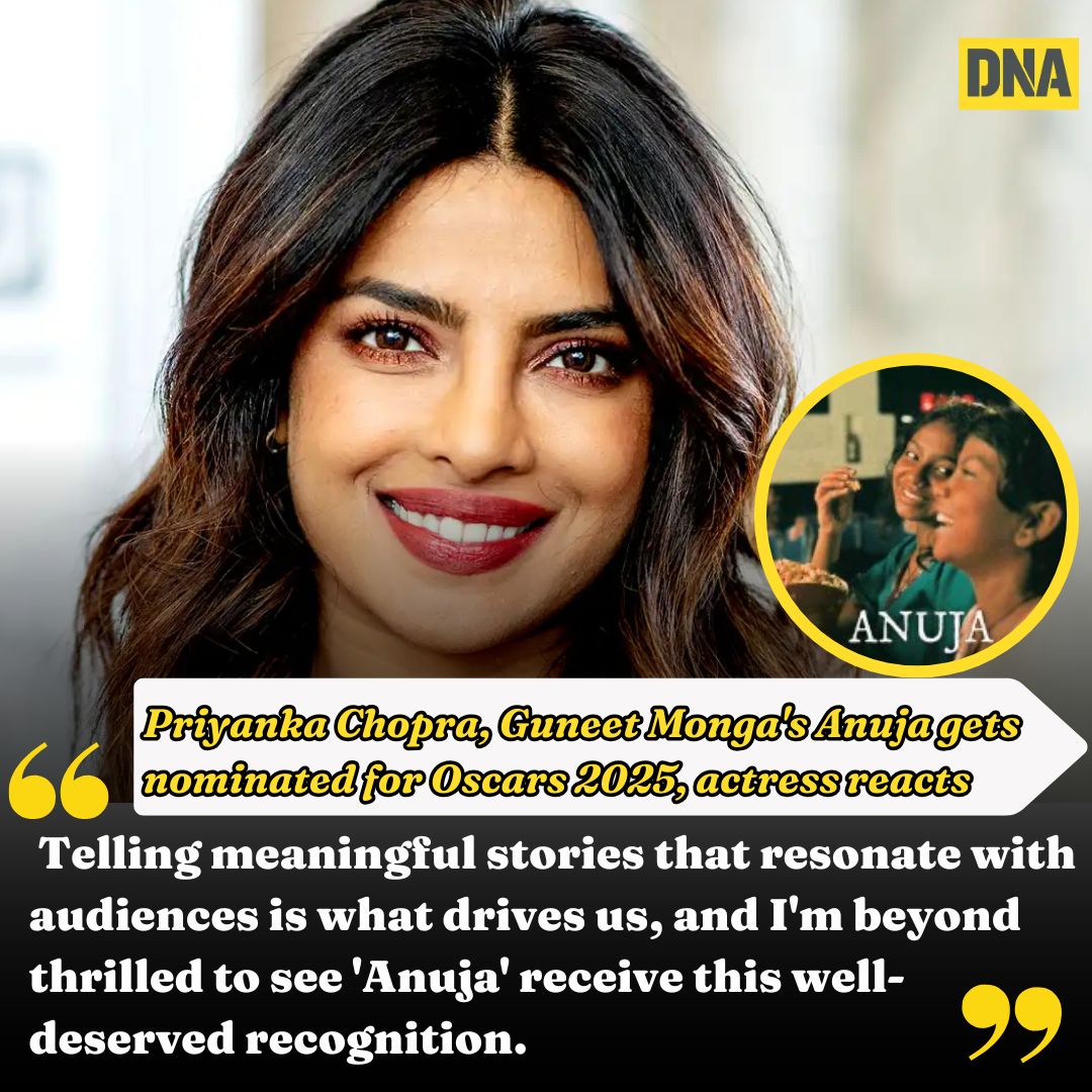 dna's tweet image. #PriyankaChopra has expressed happiness as her film #Anuja found a name in the #Oscars2025 nomination list. Directed by Adam J. Graves, 'Anuja' has secured a nomination in the Best Live Action Short Film category.

Read here: dnaindia.com/bollywood/repo…

#DNAUpdates