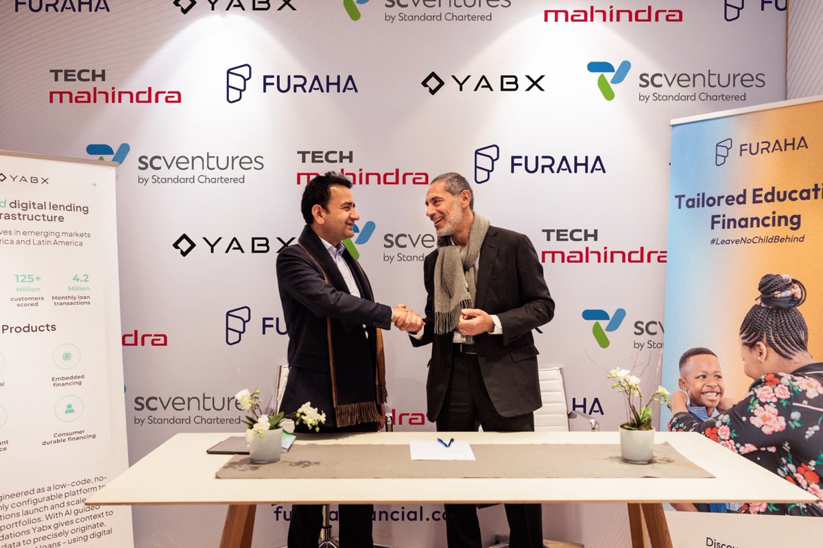 tech_mahindra's tweet photo. We're delighted to share that @scventuresDNA by @StanChart, and @Tech_Yabx, a @Tech_Mahindra company, have invested $10 Million to setup Furaha and expand access to purpose-driven financing in #Africa.

Here's what @mohitjoshi74, CEO and MD, Tech Mahindra, Alex Manson, CEO, SC Ventures, and @rdayal, CEO, Yabx have to say about this strategic #partnership: https://t.co/TRBsbc0TIJ

#ScaleAtSpeed #TechMAtDavos #StandardChartered