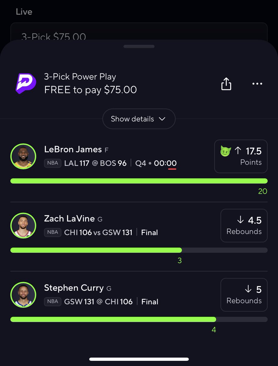 Lloyddeross's tweet photo. Another win tonight on @PrizePicks just fucking around https://t.co/8lrUZQ7cgj