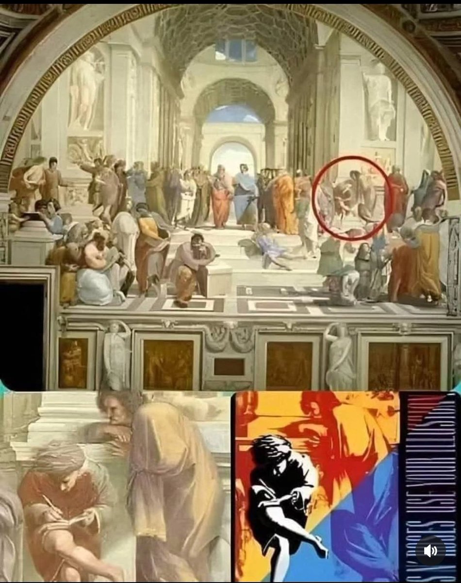 Guns N' Roses'ın "Use Your Illusion" albümünün kapağı Raphael'in ünlü freski "The School of Athens"in bir bölümünden esinlenmiştir.1509 ile 1511 arasında oluşturulan bu Rönesans şaheseri,antik çağın büyük filozofları ve bilim adamlarını ++