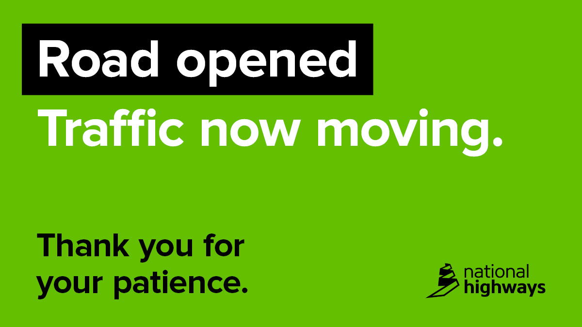 HighwaysSWEST's tweet photo. @ASPolice Obstruction removed and the #A303 westbound in #Somerset between the #A3088 #Cartgate and #A358 #Ilminster has now re-opened.
No significant delays are reported, thank you for your patience. https://t.co/rVgf6ioSgy