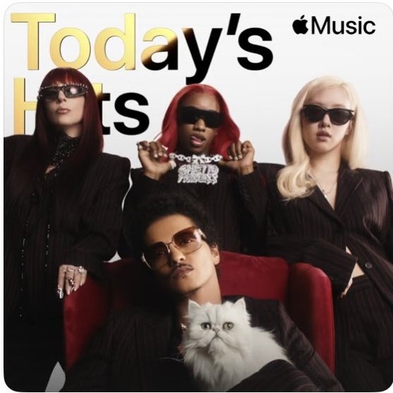 eternalroseanne's tweet photo. ROSÉ along with Bruno Mars, Lady Gaga, and Sexyy Red are on the cover of Today’s Hits on Apple Music https://t.co/lA0ojlO75y