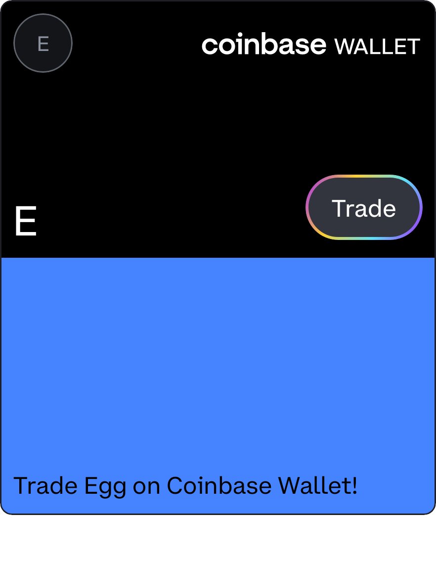 danielbromero's tweet photo. My coin #mycoin ,what happened to ots #down #74B $$$#sofaaardown
Check out Egg on Coinbase Wallet! Use my link to join in on the fun and trade with live price charts. https://t.co/5McoYHpSJE https://t.co/Je3S3ljXUq