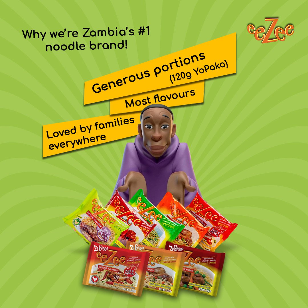 IddyNtanena's tweet image. When it comes to flavour, satisfaction, and family love, eeZee Noodles always delivers! Experience the joy of Zambia’s #1 noodle brand.
#eeZeeNoodles #NiZee #Number1 #YoPaka