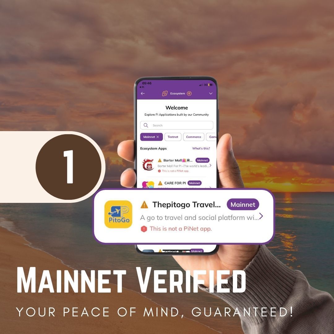 PitoGo_Services's tweet photo. 🌟 Trust the Verified, Embrace ThePitogo! 🌟
Discover why ThePitogo is the most trusted travel platform in the Pi ecosystem. Swipe through to see what sets us apart! #ThePitogo #PiNetwork #TravelWithPi https://t.co/WYSZTWEUuN