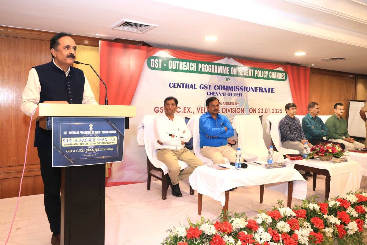gstchennaiouter's tweet photo. Chennai Outer GST comm'te conducted Outreach Programs at Ranipet and Vellore on 22.01.2025 and 23.01.2025, on the recently announced GST Amnesty schemes.Commissioner Sh. Nasser Khan addressed the gathering and emphasized the importance of the schemes. https://t.co/BeLvKSnZ1H