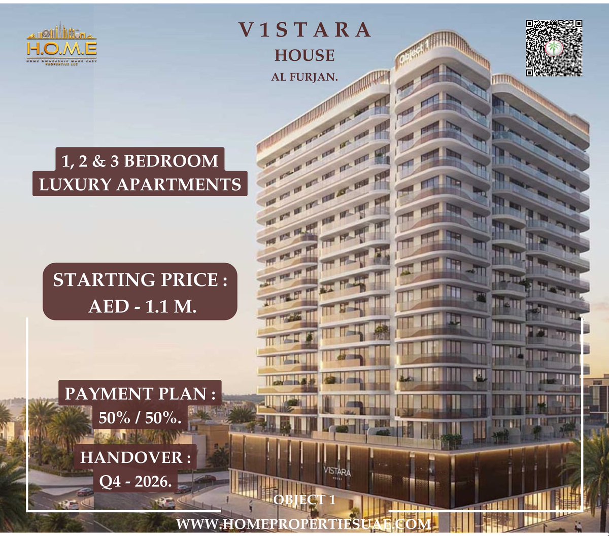 HOMEProperties_'s tweet image. V1STARA HOUSE by Object 1 at Al Furjan

 A modern residential development offering 1 to 3 bedroom apartments. Located on Al Asayel St - #alfurjan 

Contact now : +971 4 5574836 

#object1 #v1starahouse #dubailife #dxb #uae 
#sandeeppatoli 
#homepropertiesdxb