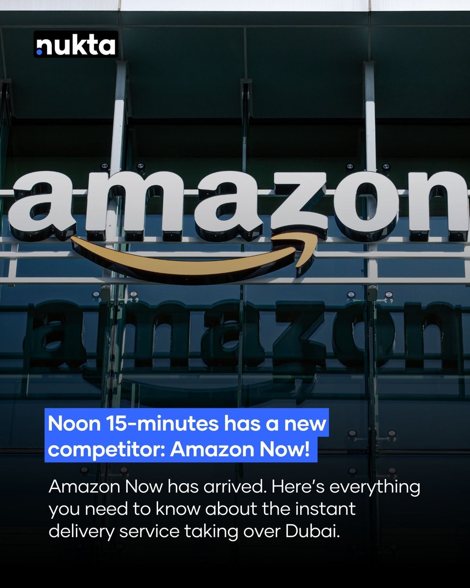 NuktaDubai's tweet image. Amazon Now has launched in Dubai, offering instant delivery on a range of products.

#AmazonAE #Dubai #InstantDelivery #Ecommerce #Nukta #NuktaDubai