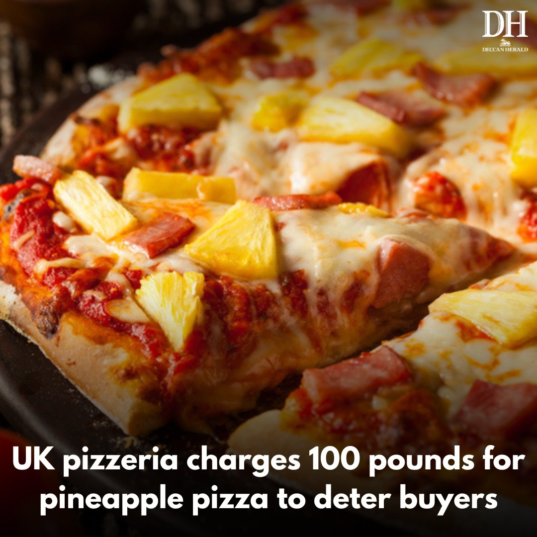 DeccanHerald's tweet image. A trendy #pizzeria in the English city of #Norwich has #declared #war on #pineapples, #charging an eye-watering 100 pounds ($123) for a #Hawaiian in a bid to put #customers off the #disputedtopping.

ow.ly/eyWQ50UMiXs