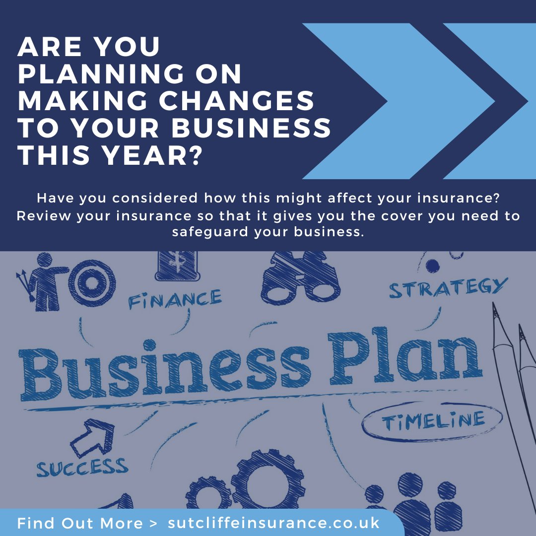 sutcliffeCo's tweet image. Are you planning on making changes to your business this year?

Request a quote for business insurance today by calling 01905 21681

#businessplan #businesschanges #businessgoals #businessinsurance #insurance #insurancebroker #worcester #worcestershire