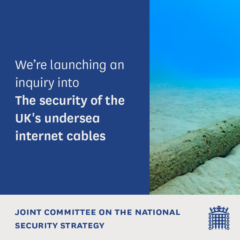 JointCtteNSS's tweet photo. How safe are the UK’s undersea internet cables from hostile states?
 
We have launched an inquiry looking into the security of our undersea fibre-optic cables, responsible for 99% of all UK internet data.
 
Find out more👇
