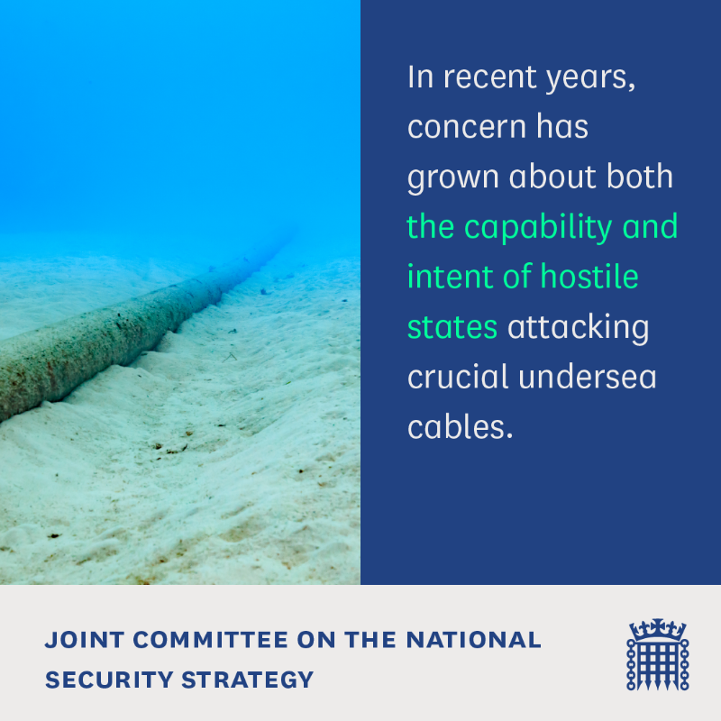 JointCtteNSS's tweet photo. How safe are the UK’s undersea internet cables from hostile states?
 
We have launched an inquiry looking into the security of our undersea fibre-optic cables, responsible for 99% of all UK internet data.
 
Find out more👇