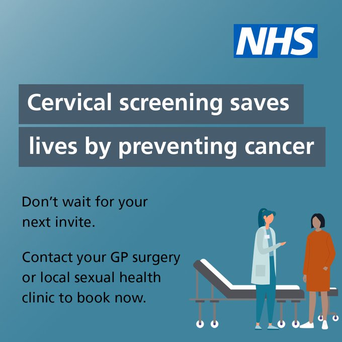 It's #CervicalCancerPreventionWeek.

The NHS Cervical Screening Programme saves thousands of lives every year.

If you missed your last cervical screening, book an appointment with your GP practice now – it is not too late.