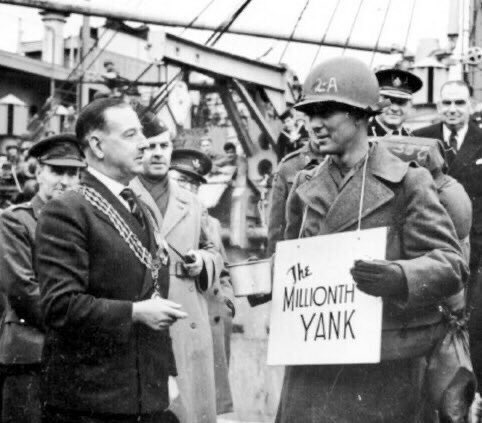 Over two million American soldiers passed through Southampton during WW2 to help liberate Europe from the evil tyranny of fascism.

Paul Shimer, seen here with the mayor, was the ‘Millionth Yank’ to head off to war from the port. Sadly, he would be killed in action in April 1945.