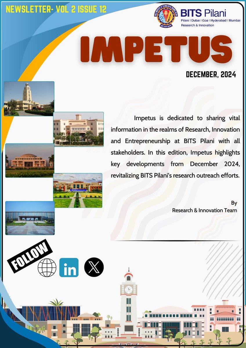 bits_ri's tweet photo. 📢 Presenting the December Edition of IMPETUS! 🎉

Explore key developments in #Research, #Innovation, and #Entrepreneurship at #BITSPilani from #December 2024. Stay inspired by our strides in transforming ideas into impact.
📖 Read, Engage, and Discover! https://t.co/xyMBvFMRjV