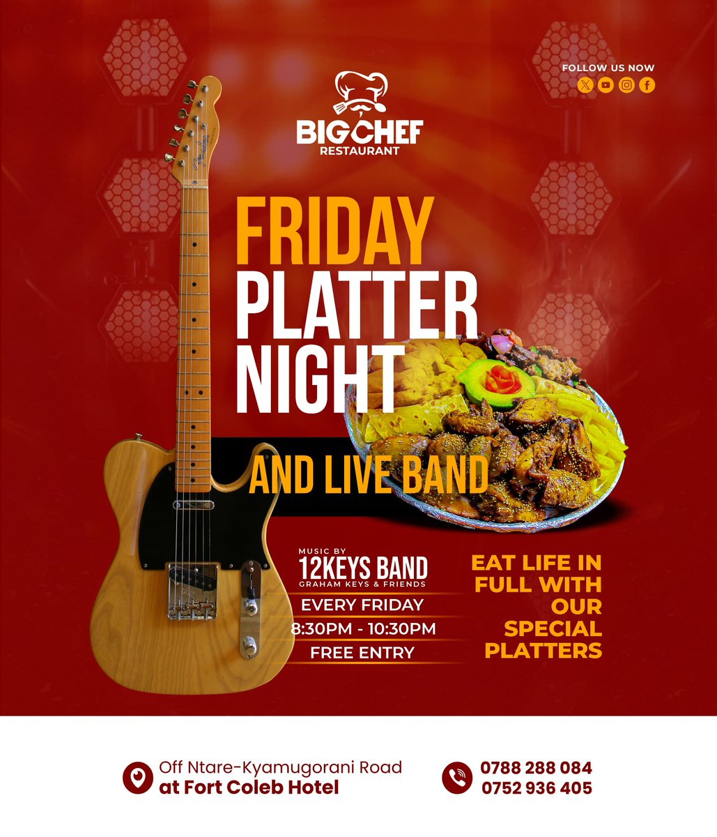 EdsonnEddy's tweet photo. It's #fridayband ft @12keysband happening tonight @BigchefR with #Platters on the menu 🥂🥳😎 https://t.co/URdDjQ1nDE