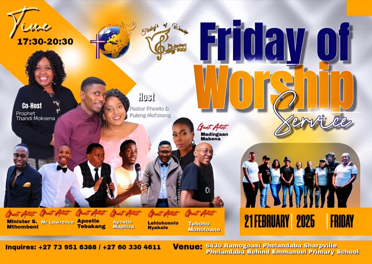 moholoane_t's tweet photo. More! Fam! Mark it on your calendars and do not miss this one, where we will be lifting up the name of Yeshua with our voices and every breath we have that night. Details are on the Poster beneath. See you there! #FridayOfWorshipService2025#@HopeOfGlory# https://t.co/rUrGOm6mgN