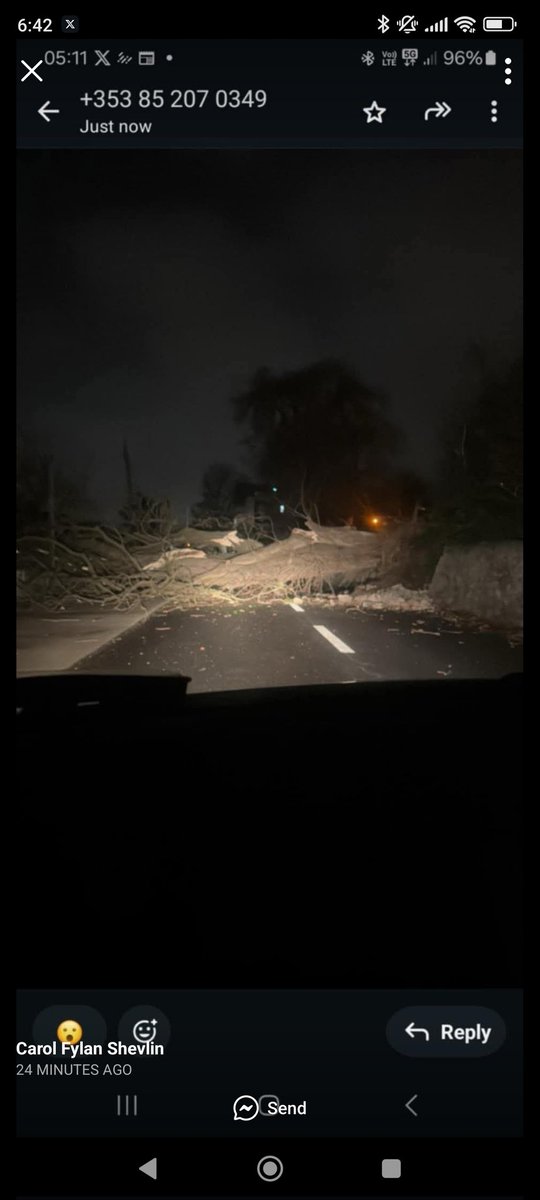 DeanDeanbowden2's tweet photo. Avoid the monastery road this morning as there is a tree down blocking the whole road https://t.co/qejroHsoXG