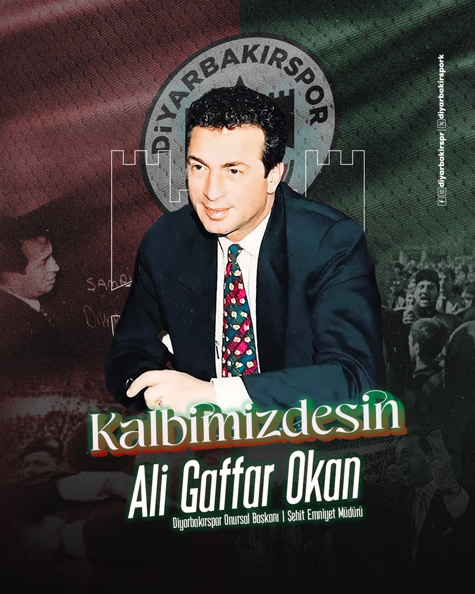 Onursal Başkanımız, Şehit Emniyet Müdürü Ali Gaffar Okkan’ı şehadetinin 24. yılında sevgi, saygı ve rahmetle anıyoruz.

#KalbimizdesinAliGaffarOkkan