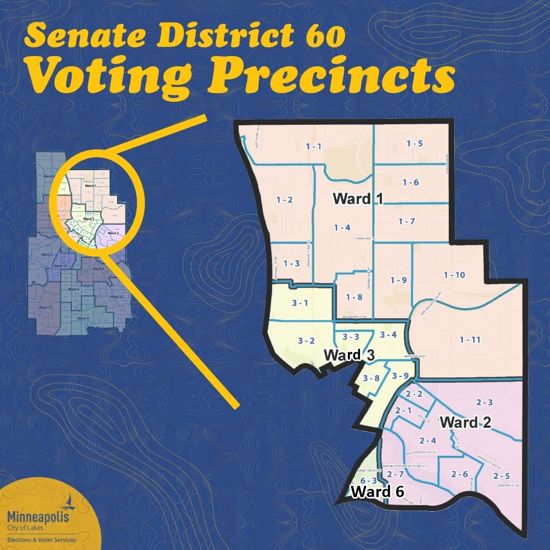 League of Women Voters Minneapolis (@lwvmpls) on Twitter photo Minneapolis voters in SD60... <a href="/VoteMpls/">Minneapolis Elections & Voter Services</a> and LWVMpls remind you that early voting is on now for the state senate seat that will decide party control of that chamber! Head to 980 E Hennepin to cast your ballot, but before you go, hear from the candidates at LWVMpls.org. Minneapolis voters in SD60... <a href="/VoteMpls/">Minneapolis Elections & Voter Services</a> and LWVMpls remind you that early voting is on now for the state senate seat that will decide party control of that chamber! Head to 980 E Hennepin to cast your ballot, but before you go, hear from the candidates at LWVMpls.org.