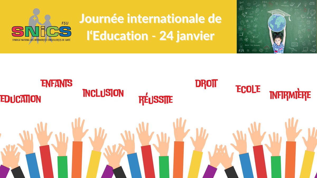 Parce que l'éducation  est un droit que tous les enfants devraient avoir, les infirmières de  l’EN participent à l'inclusion des élèves, à la lutte  contre le décrochage scolaire, œuvrent pour la réussite scolaire de Tous  les élèves et étudiantes. <a href="/FsuNationale/">FSU</a> <a href="/education_gouv/">Ministère Éducation nationale</a>