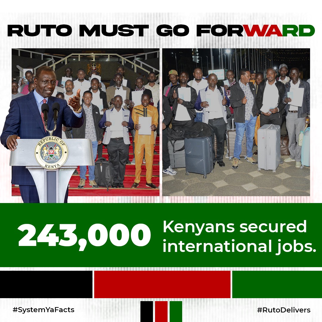 ToriaVicky2's tweet photo. Progress You Can See with a total of 243,000 Kenyans have obtained employment opportunities abroad.
#RutoMustGoForward
Progress You Can See 
Kazi Inaonekana https://t.co/OW1xf6qOgt