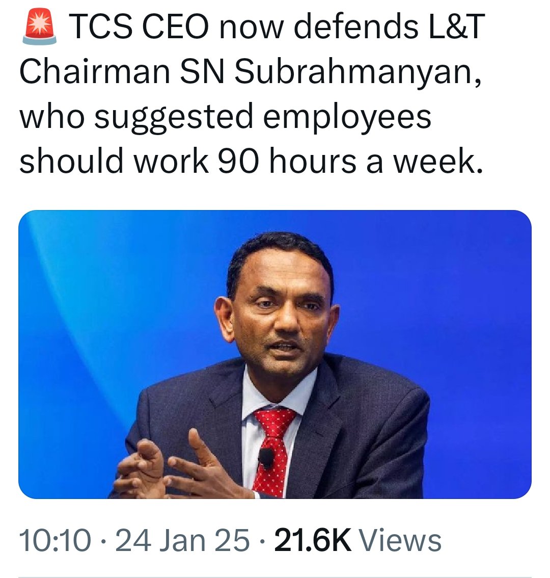 NoteAnu_'s tweet photo. First L&T, now TCS. Is the #90hourworkweek talk about work ethic or just a way to stir the pot and grab headlines? https://t.co/kZctVKLwCw