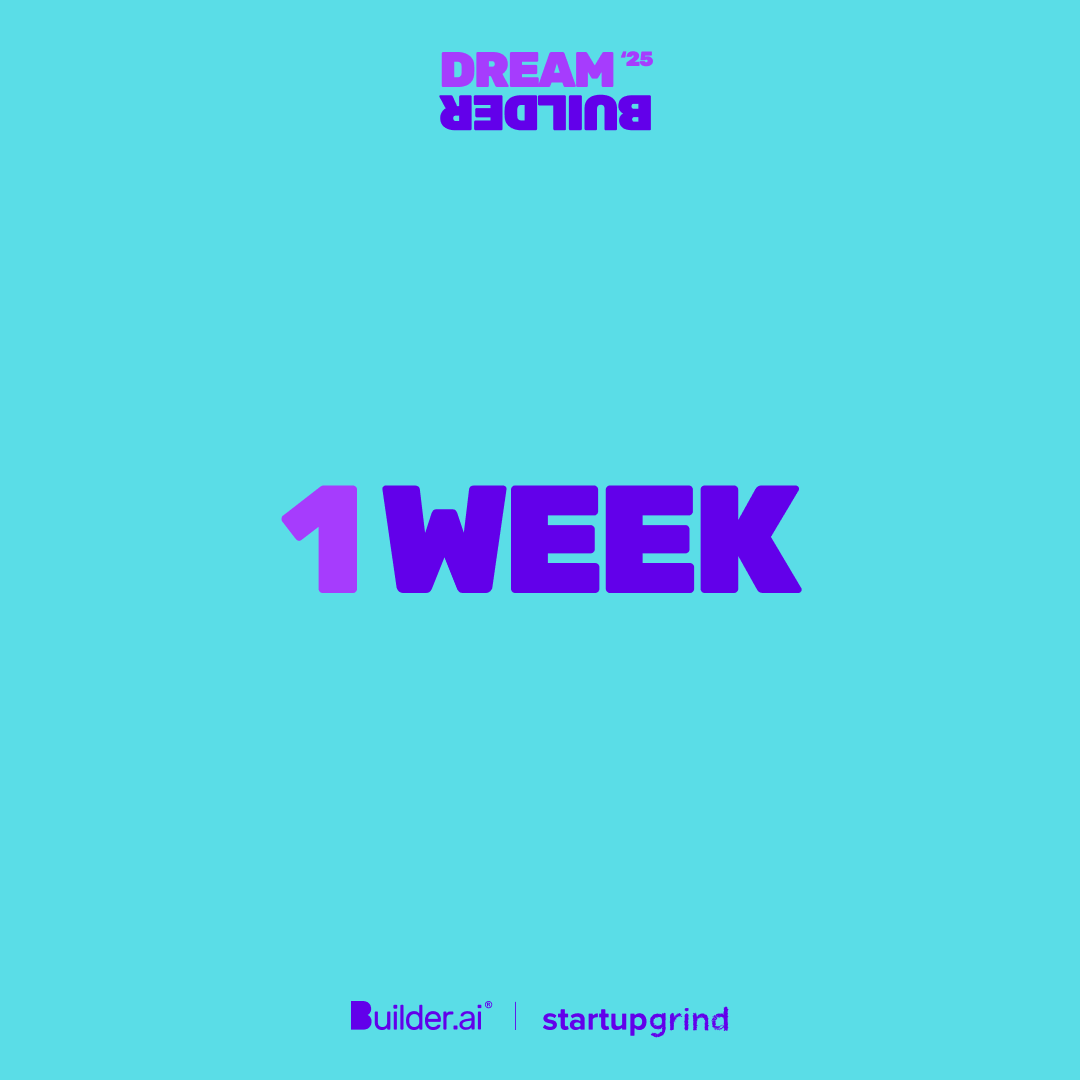 Just 1 week left to submit your idea for #DreamBuilder25! 

Don't miss your chance to win a $40k app build and priceless support from industry experts.

Transform your idea into reality with Builder.ai and Startup Grind: builder.ai/events/dreambu…