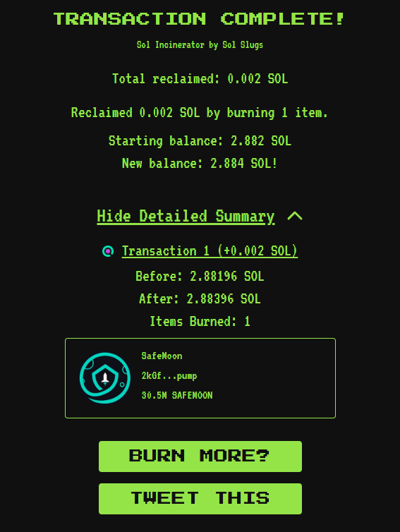 Hankusun's tweet photo. I withdrew some more of the out-of-range liquidity pools and burned those tokens as well.

Was worth $300,000 at the time of burning. https://t.co/67O1GFzNFY