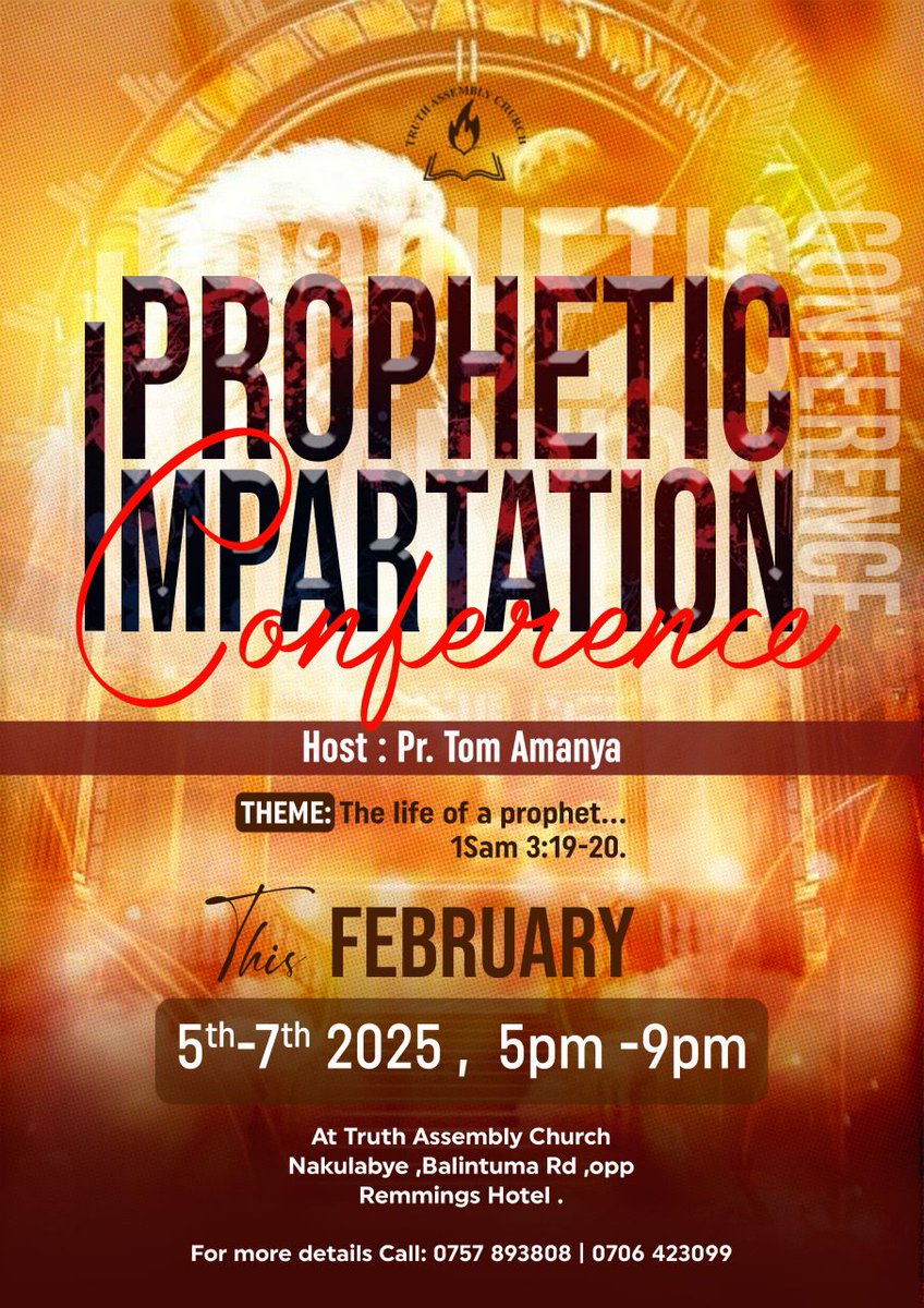nalugwa_lilian's tweet photo. It's happening again this year from 5th to 7th at Truth Assembly Church Nakulabye Balintuma Rd opposite Remmings Hotel.
Hosted by Pr. Amanya Tom 
#PropheticImpartation2025 https://t.co/PKBqLJOCku