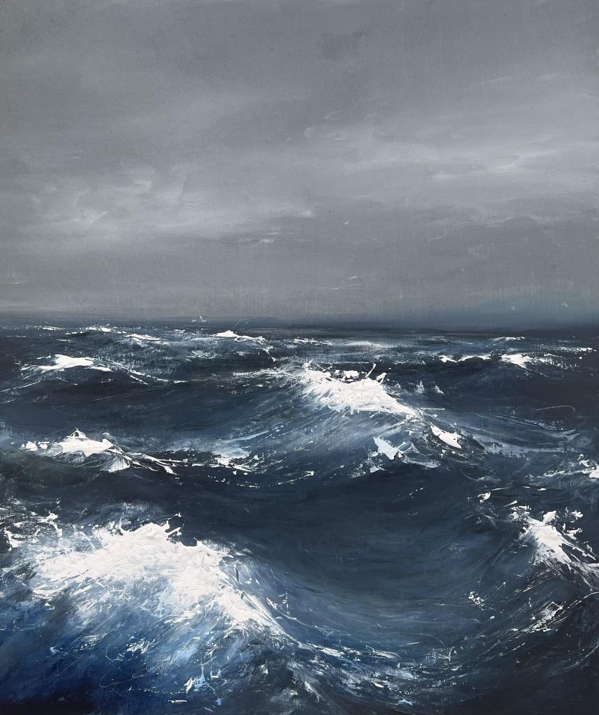 #Storm Over The Irish Sea, 2022 by Welsh land and seascape painter Sarah Evans #WomensArt #StormÉowyn
