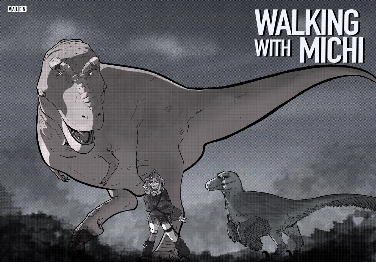 Wailin_Valen's tweet photo. A wild vtuber learns about dinosaurs!
#MichiMochiArt https://t.co/q1BIGZrA3i