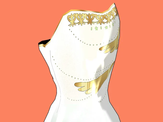 これは衣装全体にグロスが掛かってしまっているけれど、模様だけに乗せて切り出せば影や色調も含めて細かい乗せ方の調整が出来る。試行がスライダー操作で出来るというのは大きい 