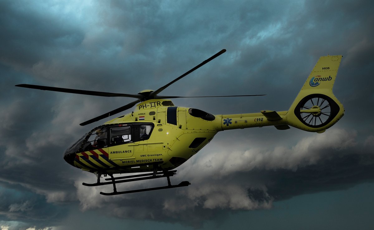 Traumahelikopter onderweg naar ongeval N375 Ruinen