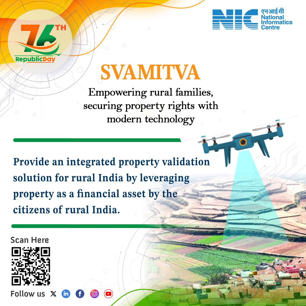 NICMeity's tweet image. #SVAMITVA Scheme: #EmpoweringRuralIndia with Property Rights!

The #SvamitvaScheme of @mopr_goi is mapping a path to empowerment, prosperity, and sustainable growth for rural India.

🌐svamitva.nic.in

#NICMeitY #RepublicDay2025 #26thJanuary #RepublicDayCelebration