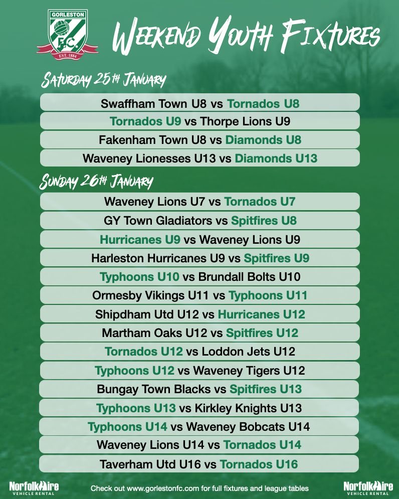 Best wishes to all of our Youth Teams in action this weekend 💚
