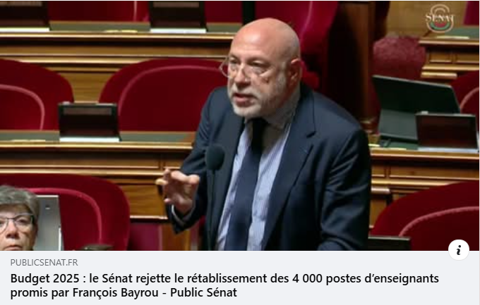 Merci les sénateurs et gouvernants !
Un pays qui ne mise plus sur l'enseignement ni sur la recherche, est un pays mal barré !

franceuniversites.fr/actualite/plf-…

publicsenat.fr/actualites/par…

<a href="/Senat/">Sénat</a> <a href="/AssembleeNat/">Assemblée nationale</a> <a href="/bayrou/">François Bayrou</a> <a href="/FranceUniv/">France Universités</a>
<a href="/ADIUTofficiel/">Assemblée des Directeurs d'IUT - ADIUT</a> <a href="/PhBaptiste/">Philippe Baptiste</a> <a href="/Elisabeth_Borne/">Élisabeth BORNE</a> <a href="/EmmanuelMacron/">Emmanuel Macron</a>