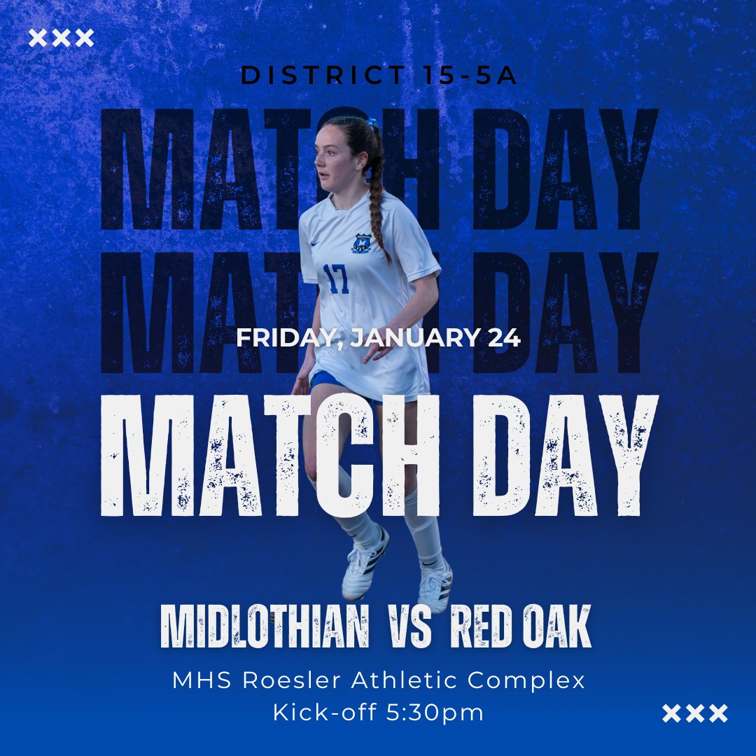 MHS Girls Soccer (@midlo_gsoccer) on Twitter photo District competition begins today! It's game day! Bring your warm gear and support your PANTHERS!
โ๏ธ vs Red Oak
โฐ 5:30pm
๐ MHS Roesler Athletic Complex
๐๏ธ midlothiansports.rankone.com/Website/Main/Cโฆ
#MISDProud #TXHSsoccer
<a href="/MISD_Athletics/">Midlothian ISD Athletics</a> <a href="/MHSPanthers/">Midlothian High School</a> <a href="/MHSsoccerBC/">Midlothian High School Soccer</a> <a href="/tascosoccer/">TASCO</a> <a href="/GMsportsmedia1/">GM Sports Media</a> District competition begins today! It's game day! Bring your warm gear and support your PANTHERS!
โ๏ธ vs Red Oak
โฐ 5:30pm
๐ MHS Roesler Athletic Complex
๐๏ธ midlothiansports.rankone.com/Website/Main/Cโฆ
#MISDProud #TXHSsoccer
<a href="/MISD_Athletics/">Midlothian ISD Athletics</a> <a href="/MHSPanthers/">Midlothian High School</a> <a href="/MHSsoccerBC/">Midlothian High School Soccer</a> <a href="/tascosoccer/">TASCO</a> <a href="/GMsportsmedia1/">GM Sports Media</a>